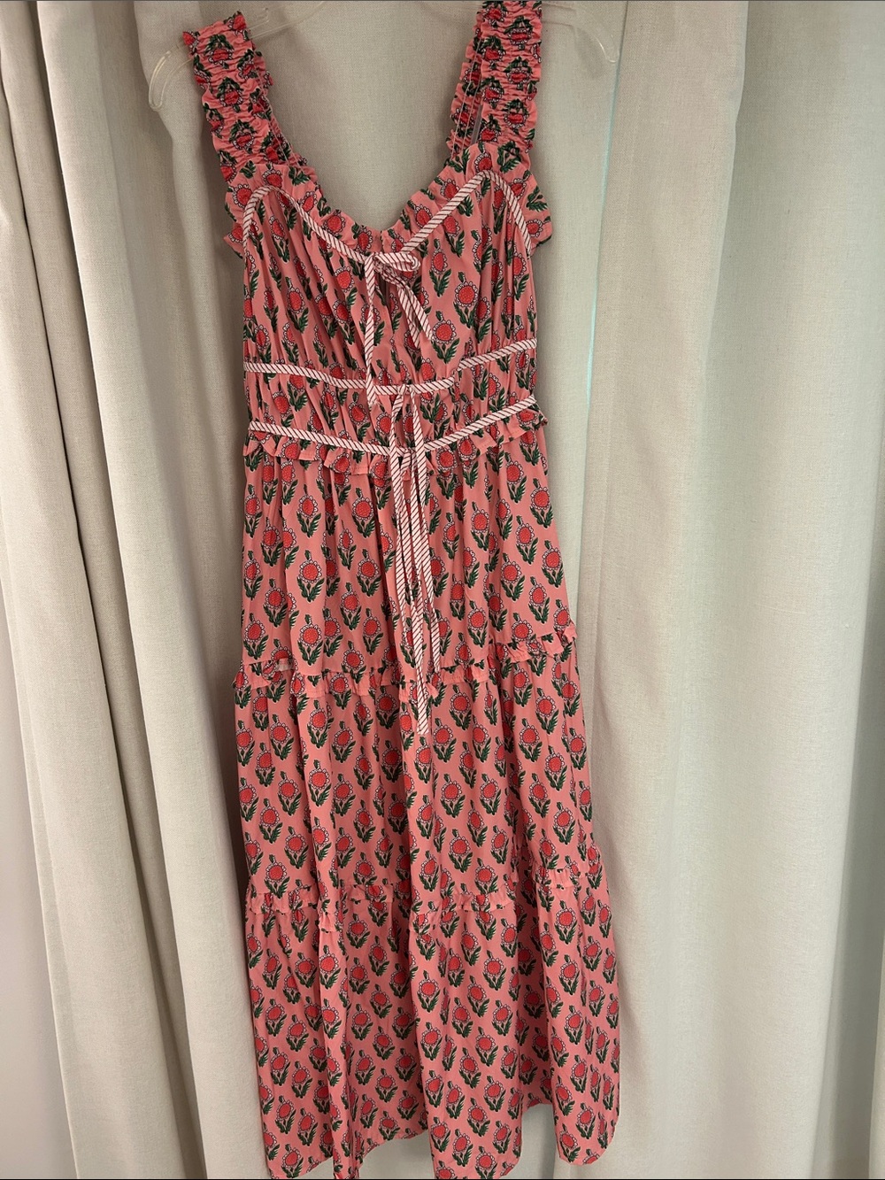 Women’s Pink Printed Tie-Waist Sundress